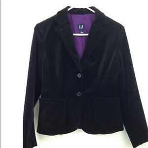 NWT Gap Velvet Blazer SZ 10 Black Stretch Classic